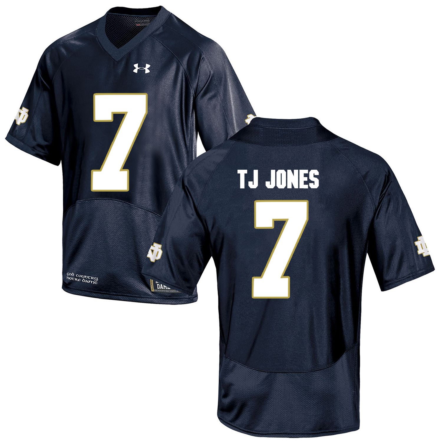 Men Norte Dame Fighting Irish #7 Tj Jones Navy Blue Customized NCAA Jerseys